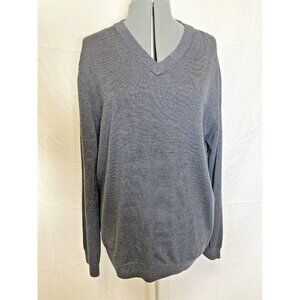 Nordstrom Xl Extra Fine Merino Wool V-Neck Sweater Gray